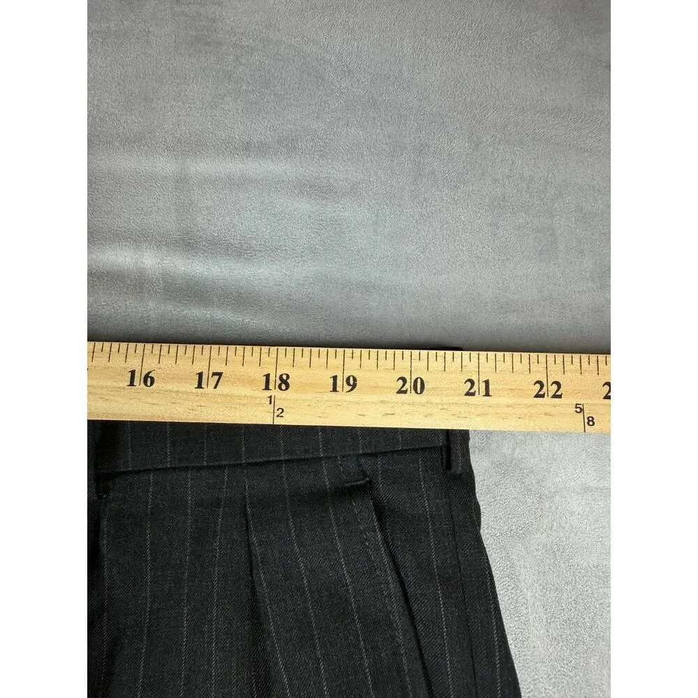 STAFFORD PERFORMANCE Suit 54Reg Big and Tall Black Pin Stripe Wool 3 Button Coat